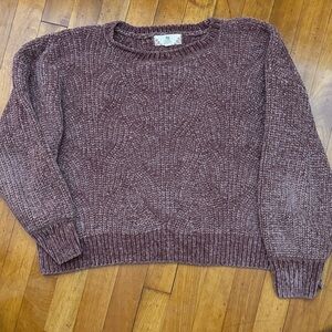 Pink Rose Textured Scoop Neck Sweater in Dusty Mauve